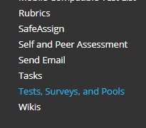 Tests, Surveys, and Pools in Control Panel